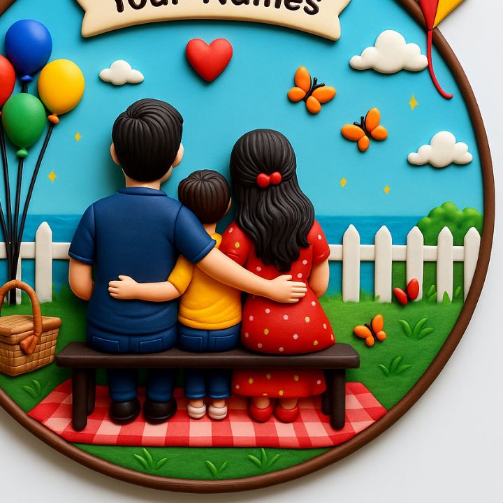 Handmade Beautiful Family 3D Art