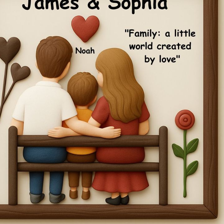 Handmade Sweet-heart Family 3D Art